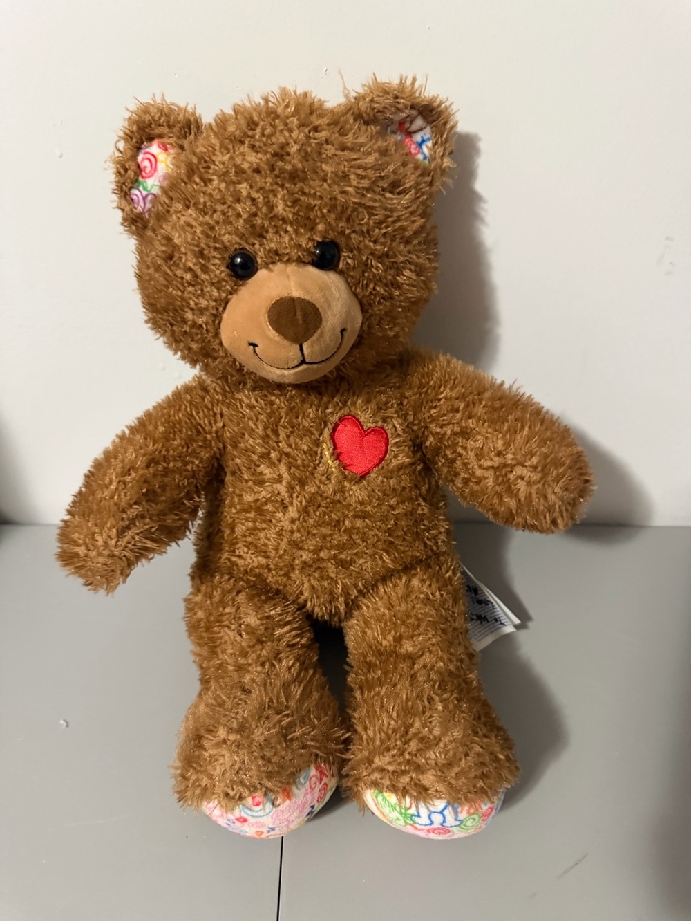 Build-A-Bear Hearts 'n' Hugs Teddy Bear Brown Plush with Doodle Paws 16"